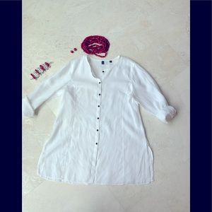 Chic White Linen by Saks XLG Tunic